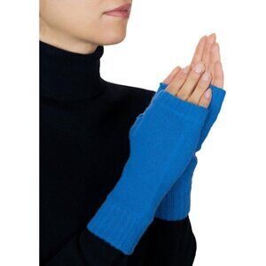 Women's Light Blue Half Finger Fingerless Knitted Winter Warmers Mittens Gloves
